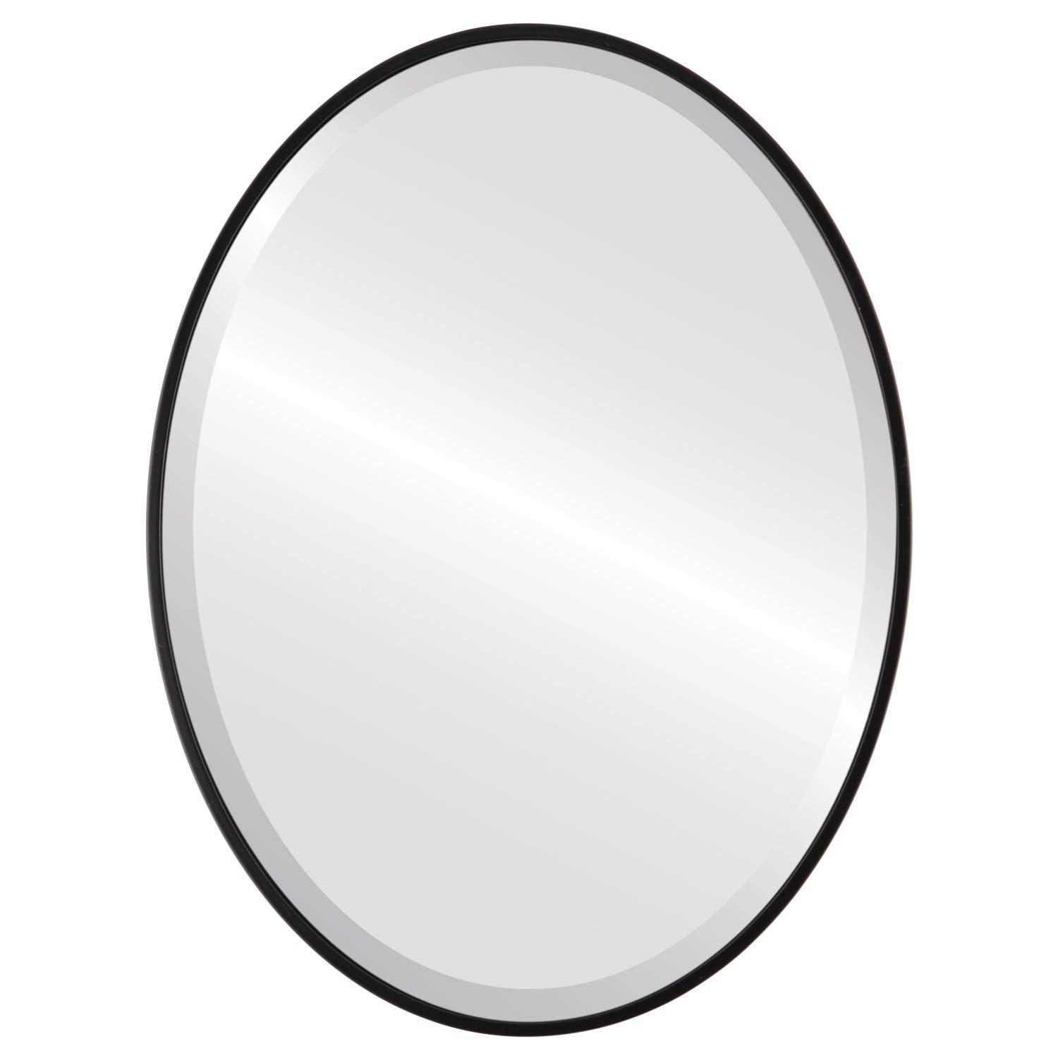 OVALCREST - Oval Wooden Beveled Wall Mirror for Home Decor, Bathroom, Vanity, Bedroom, Living Room, Hallway - Matte Black - 24.6