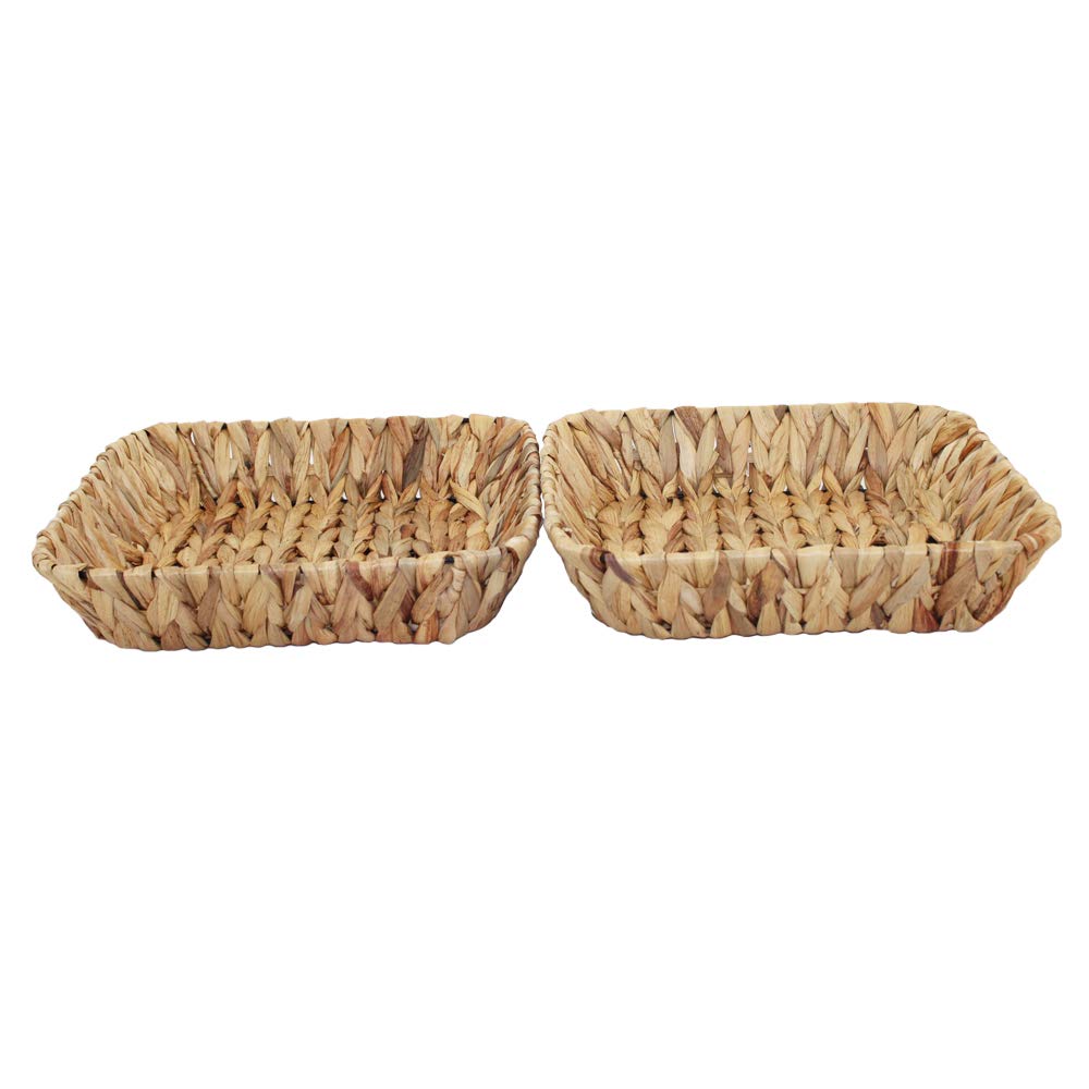 Fruit Tray, Grass Weaving Storage Bins For Fruit Or Tea,Arts And Crafts.(2) (Rectanglec-2Pc)