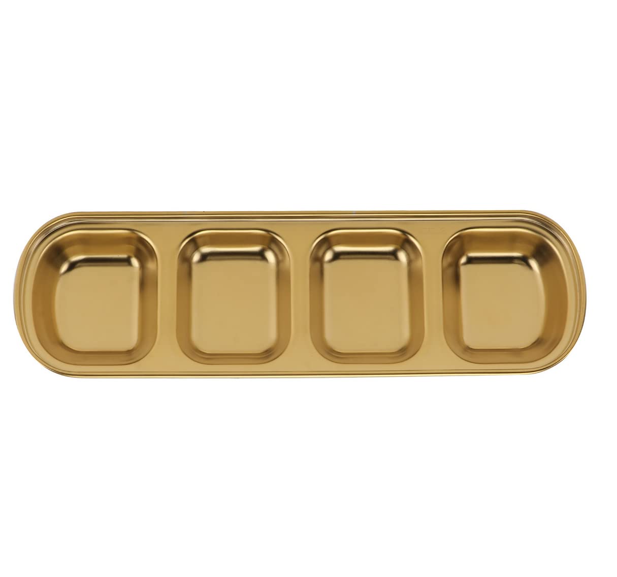 Zerodeko Sauce Dish 4-Grid Dipping Tray - Stainless Steel Serving Platter - Condiment Seasoning Dipping Bowl Snack Sushi Tray Su