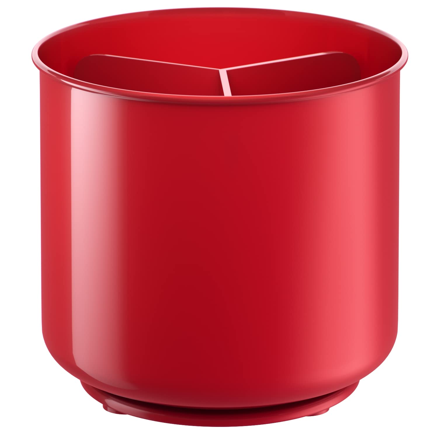 Extra Large Rotating Red Utensil Holder with Sturdy NoTip Weighted Base, Removable Divider, and Gripped Insert | Rust Proof and