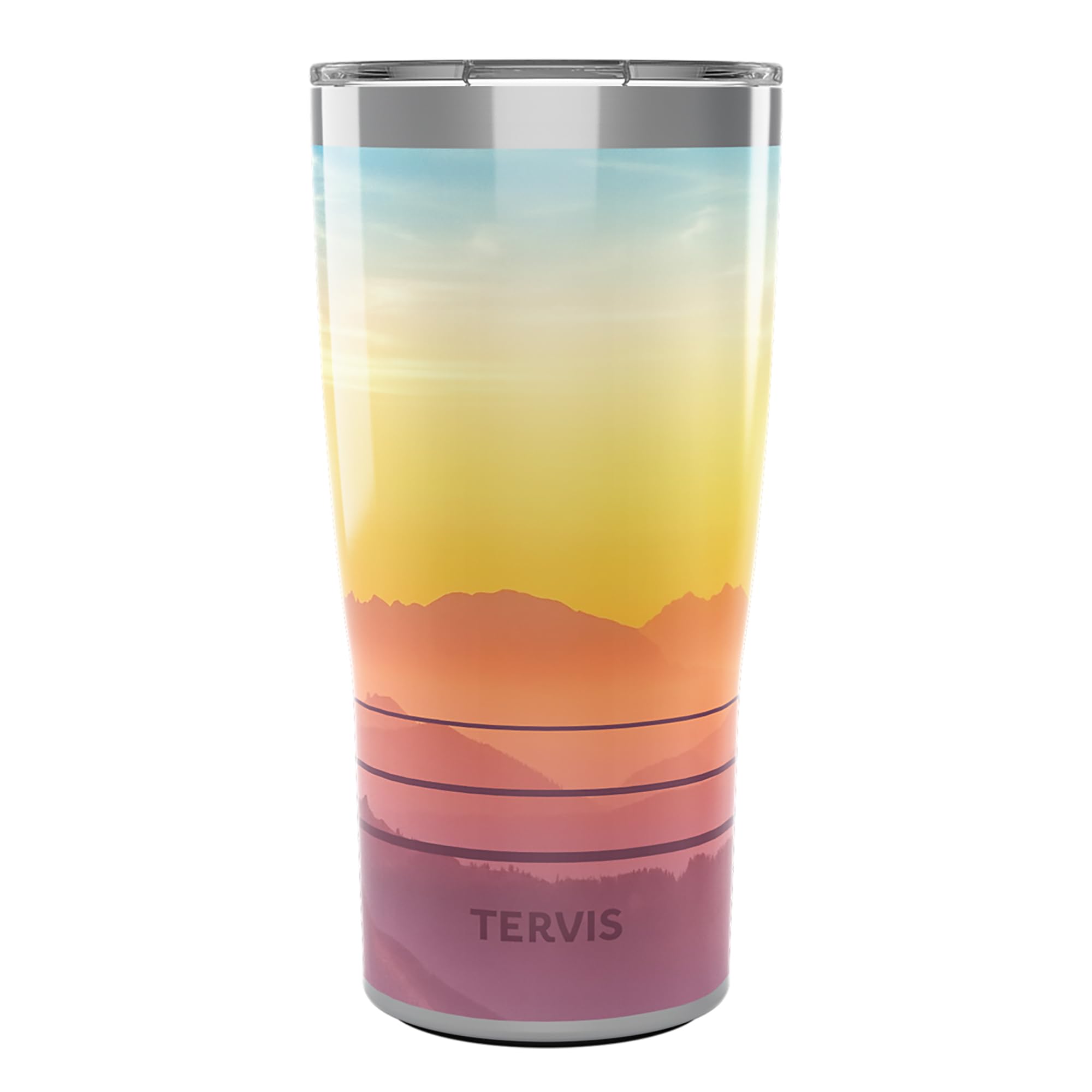Tervis Traveler Mountain Mist Glow Triple Insulated Tumbler Travel Cup Keeps Drinks Cold & Hot, 20oz, Stainless Steel