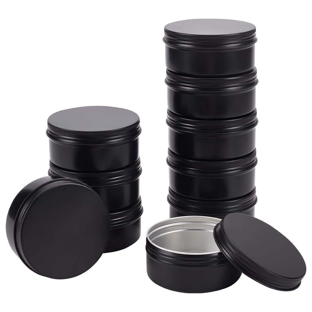 Benecreat 10Pcs 5Oz Round Tin Cans Screw Top Aluminum Tins For Lip Balm, Scrubs, Spices, Candies, Tea, Summer Travel, Cosmetic B