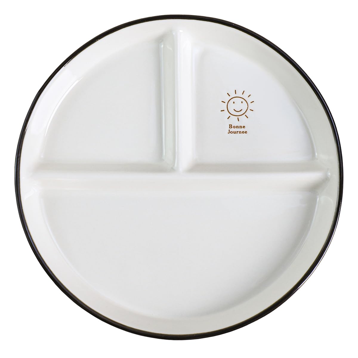 Cocome Round Smile Sun Ceramic Porcelain Divided Dessert Salad Plate Dinner Plate - 8 Inch