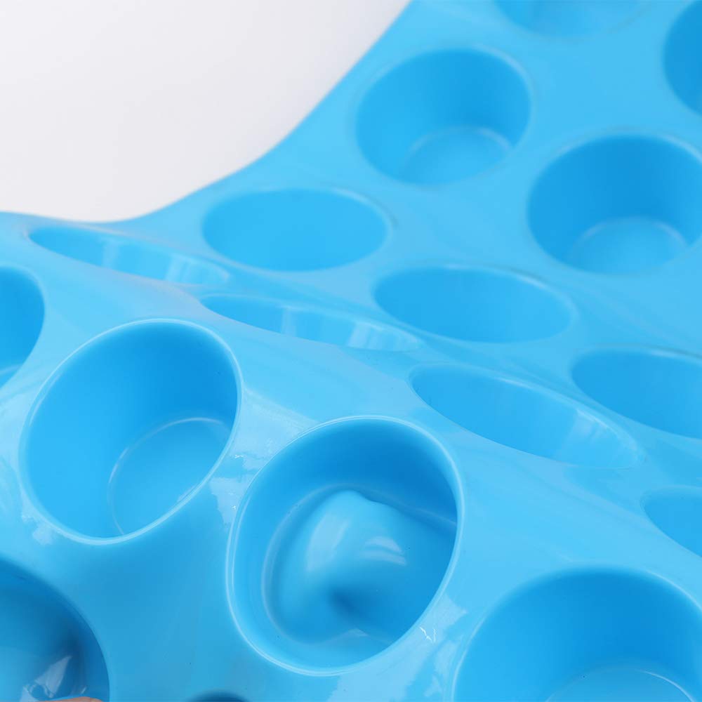 Homedge 24-Cup Silicone Mini Muffin Pan, 3 Packs Non-Stick Muffin Molds For Cupcake, Tarts - Blue