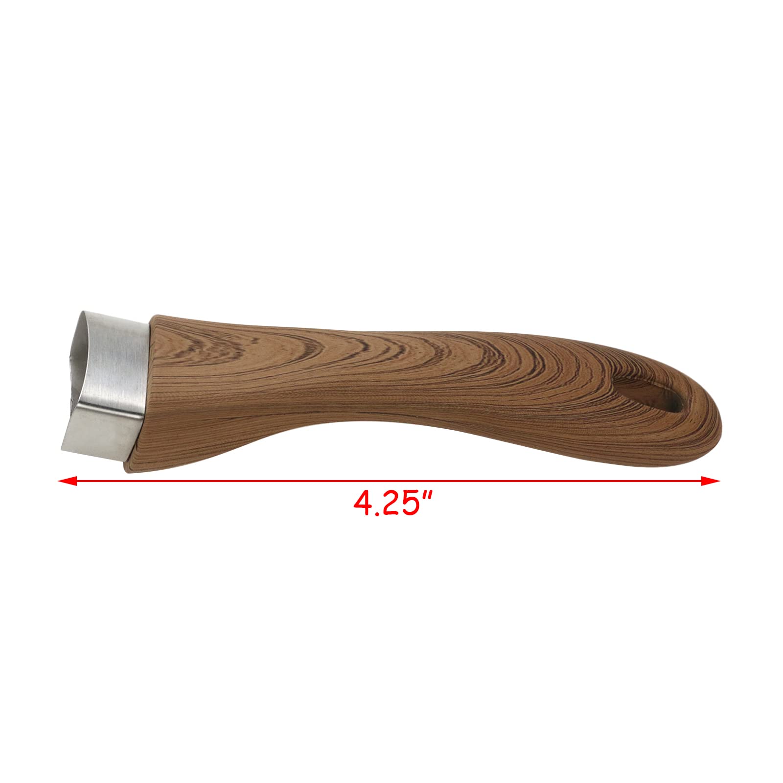 Hevstil Wooden Pot Handle Stainless Steel Milk Pan Handle Scald-Proof Long Handle Grip Replacement With Screw For Different Pan,