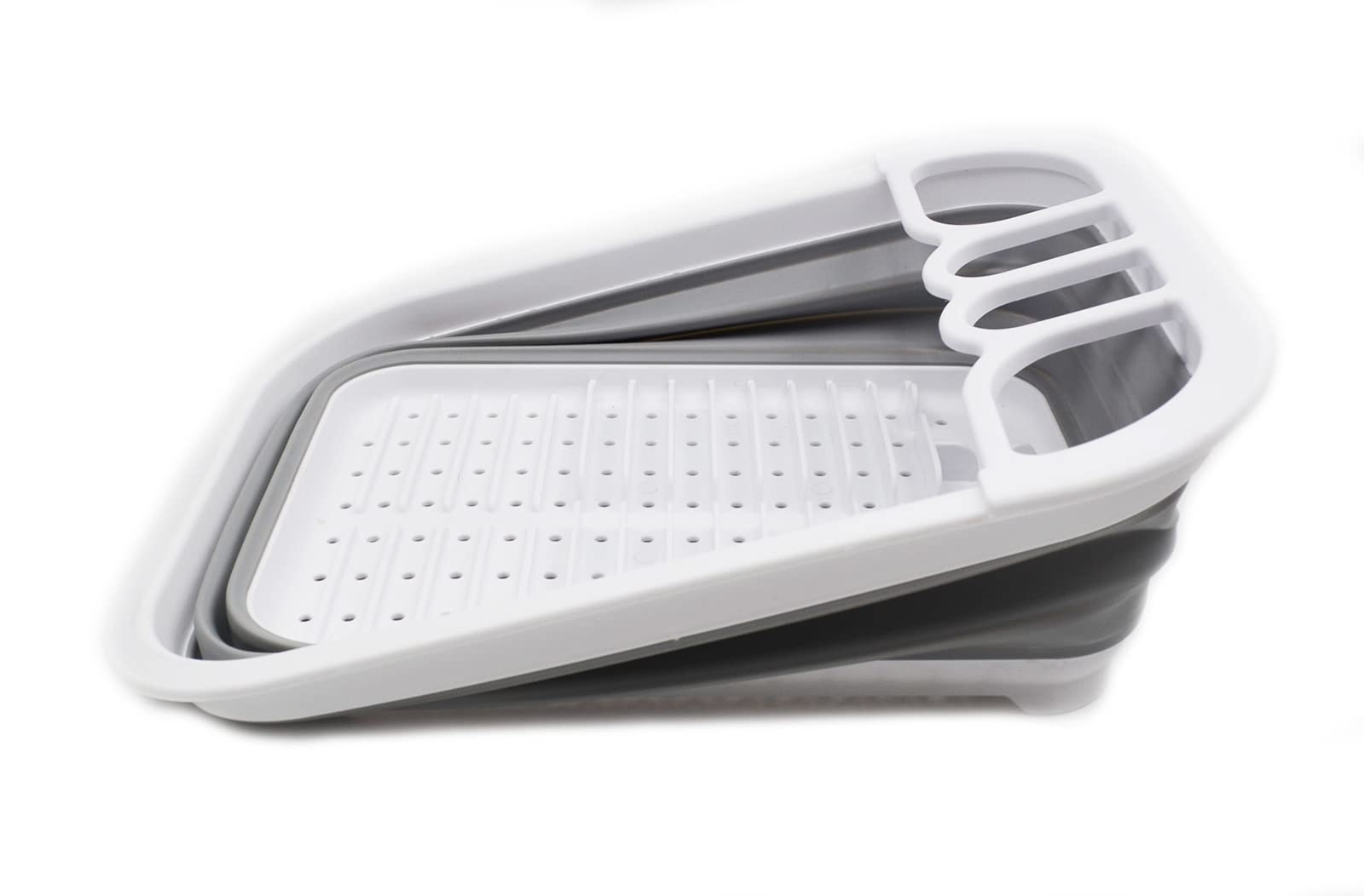 Sammart Collapsible Plastic Dish Drainer - Foldable Drying Rack Set - Portable Dinnerware Organizer - Space Saving Dishes And Ut