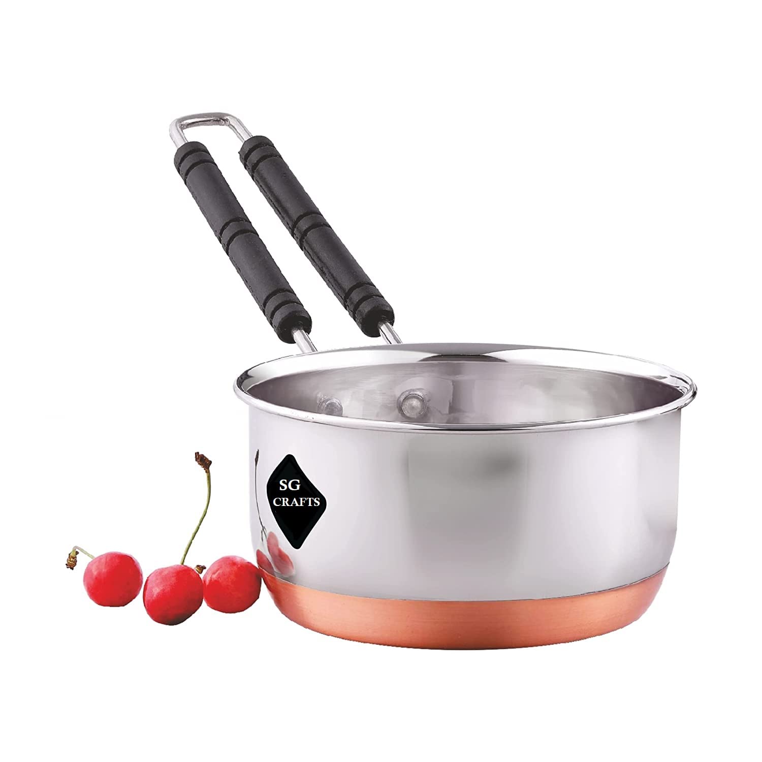 Sg Crafts Stainless Steel Copper Bottom Sauce Pan, Flat Base Sauce Pan, Tea Pan, Milk Pan, Tapeli Patila, Sauce Pot Cookware Wit