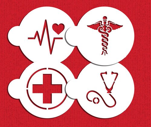 Medical Symbols Cookie Stencil Set C992 By Designer Stencils Beige/Semi-Transparent, 2.5 X 2.5