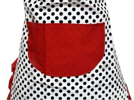 Hyzrz Lovely Lady Dot Flirty Canvas Funny Apron Restaurant Kitchen Aprons For Women Girls With Pocket (Black)