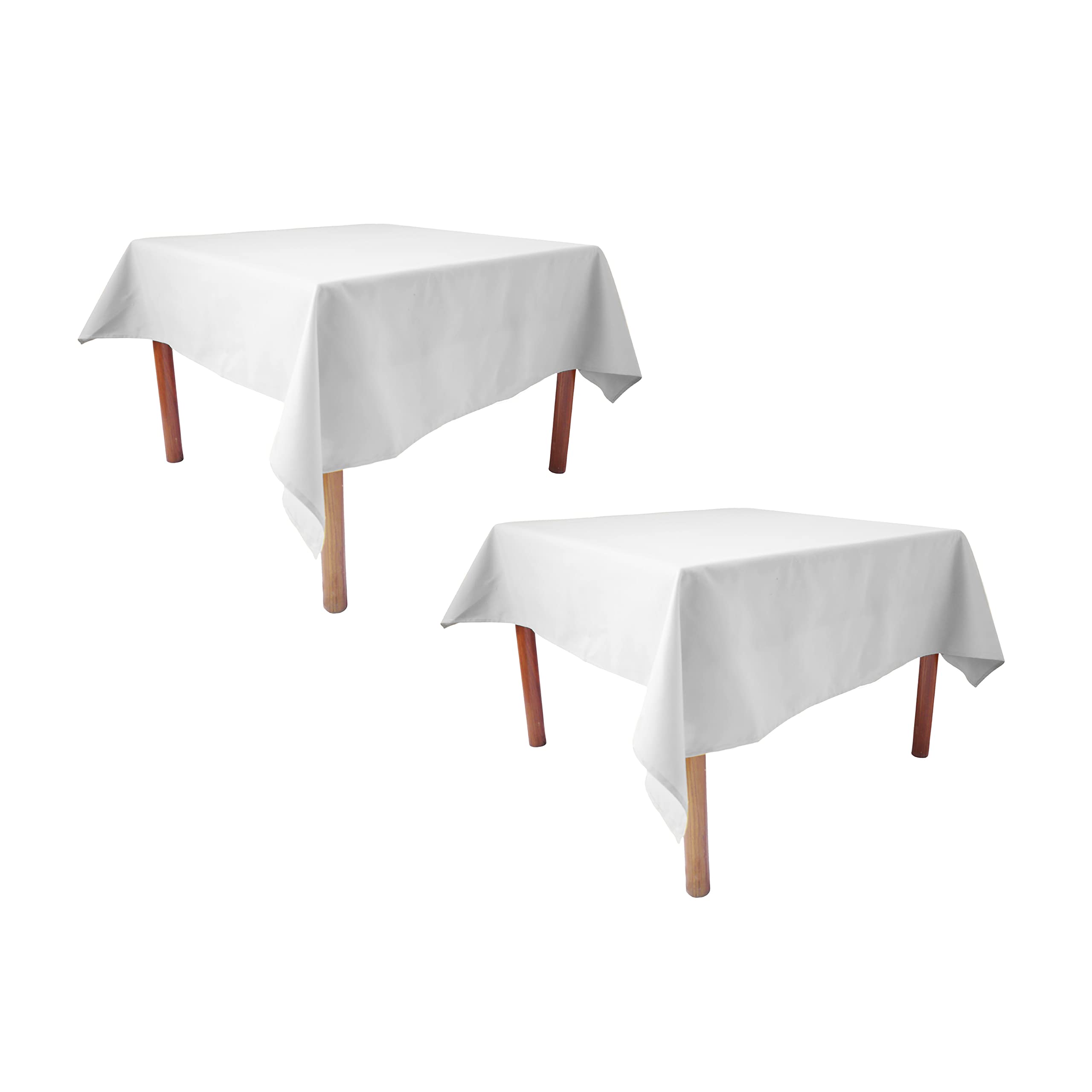 Weavric Pack Of 2 Square Tablecloth, 62 X 62 Inches Washable Reusable White Tablecloth With Hemmed Edge For Card Table, Kitchen,