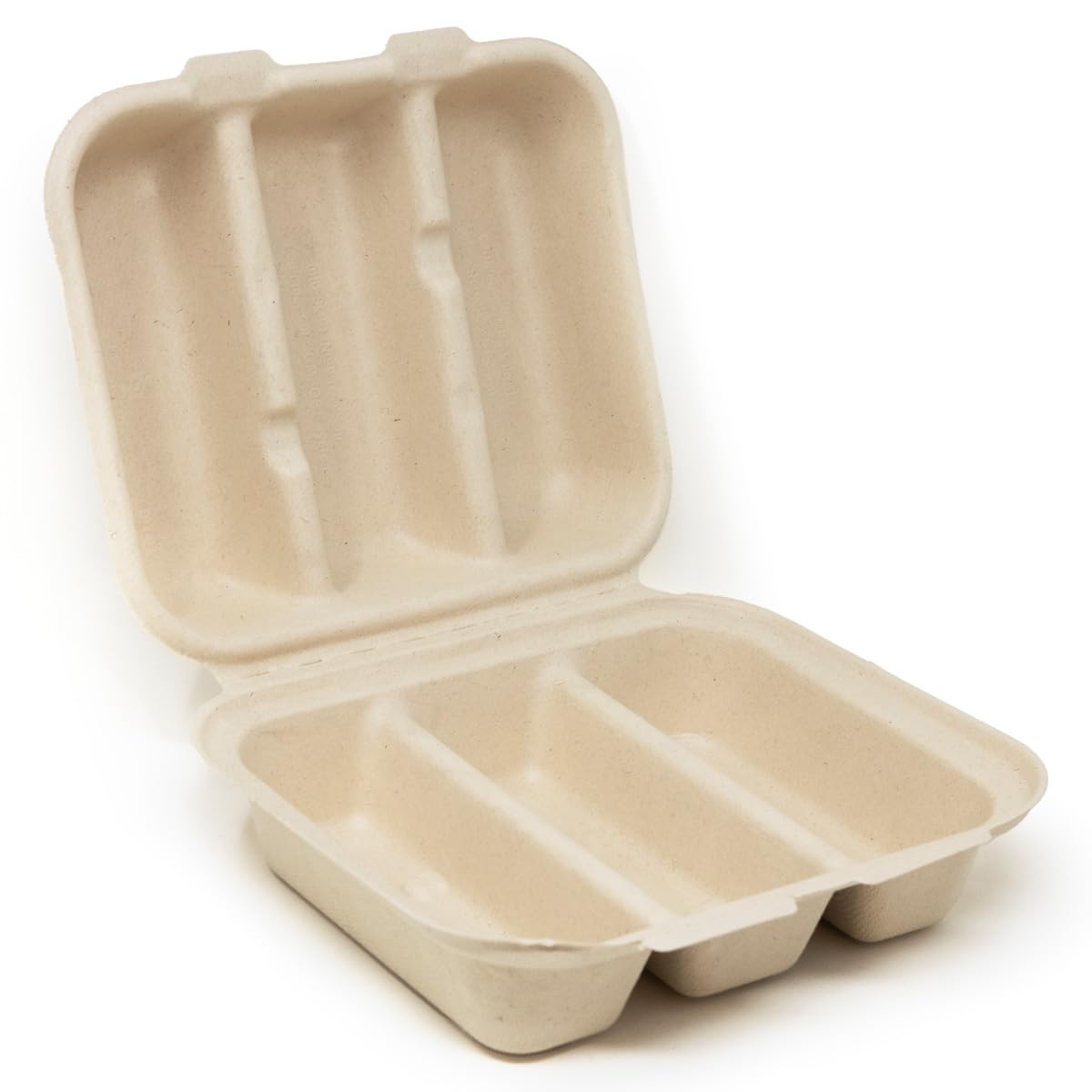 World Centric - To-Sc-T3 100% Compostable Takeout Containers By , Made From Unbleached Plant Fiber, 3 Compartment Taco Take Out