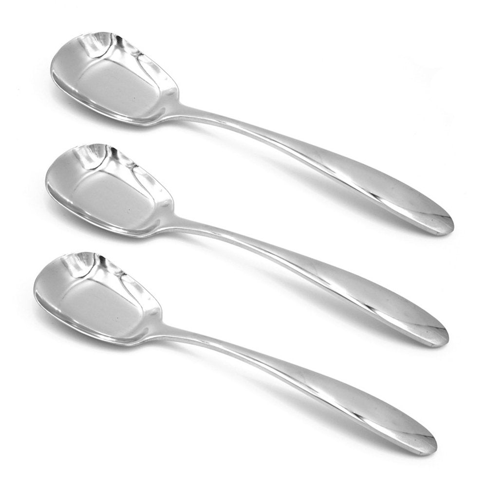 Ercrysto Stainless Steel Soup Spoons,Table Spoons,Dinner Spoons,Rice Spoons,Special Square Design,Mirror Polish,Middle Size(6.77