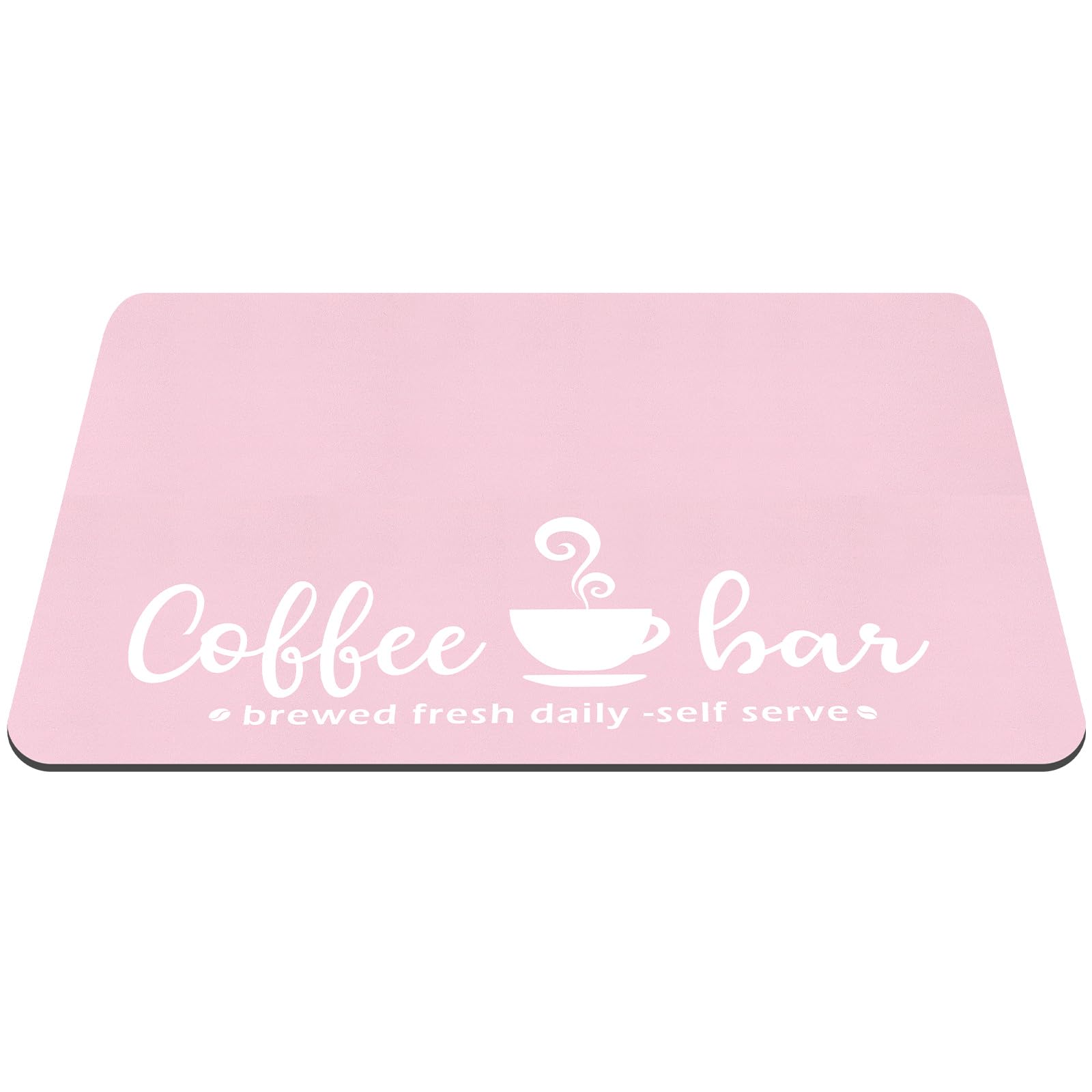 Queekay Pink Coffee Bar Mat Kitchen Accessories for Countertop Absorbent Dish Drying Rubber Backed Coffee Maker Pot Mat, 24 x 16