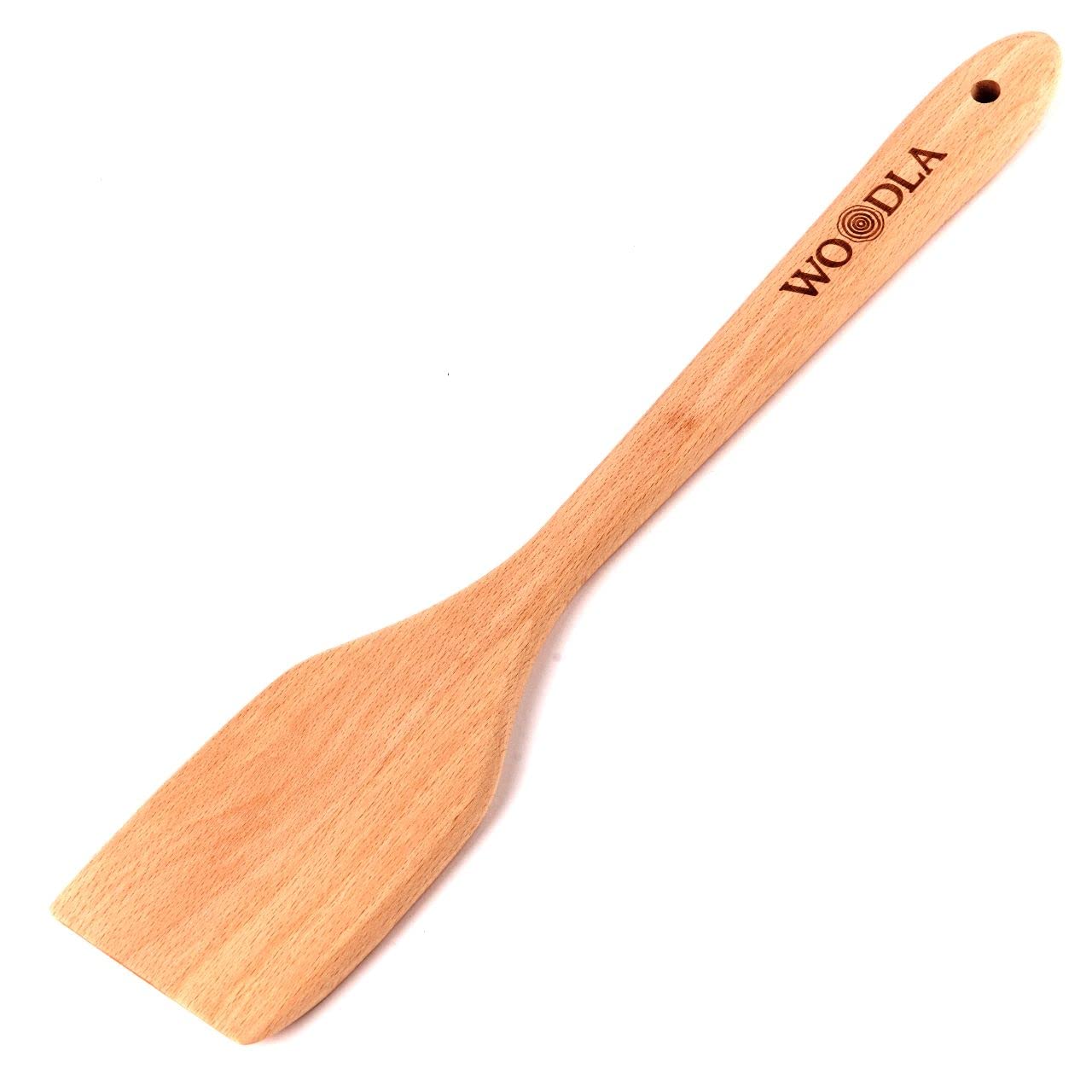 Woodla 14-Inch Wooden Spatula For Cooking Flat Wood Turner For Non-Stick Cookware, Heat-Resistant Beechwood, Unfinished, Kitchen