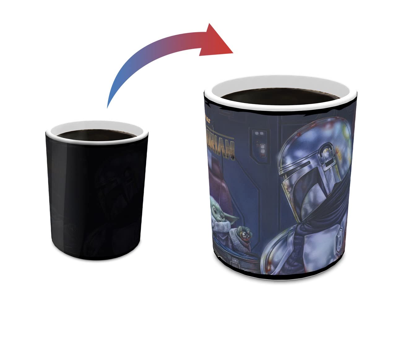 Morphing Mugs Star Wars - The Mandalorian - Two For The Road - Mando And Grugo - One 16 Oz Heat Sensitive Clue Mug - Full Image