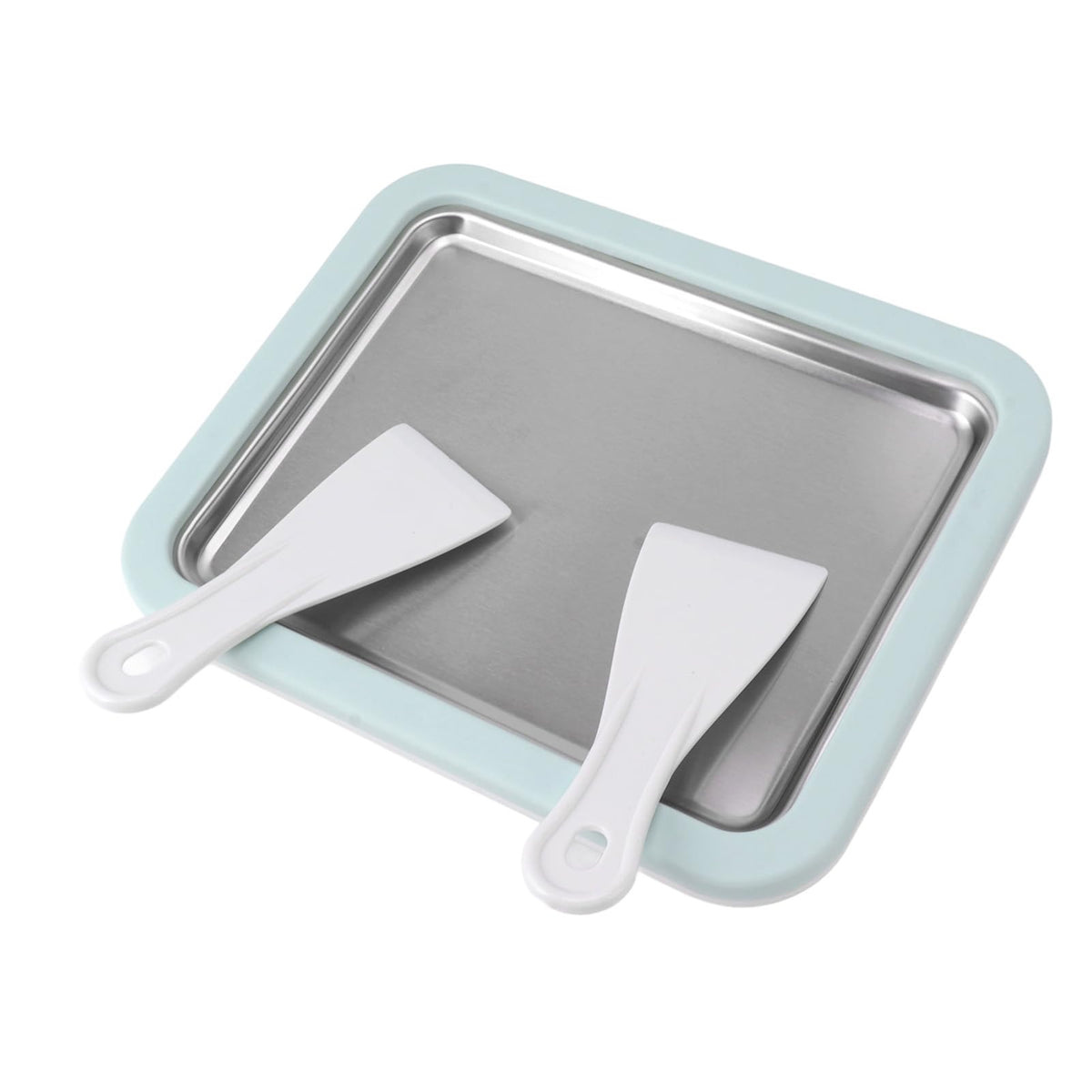 Fdit Ice Cream Maker, Rolled Ice Cream Maker, Stainless Steel Cold Pan Plate Homemade Diy Serve With 2 Spatula For Ice Cream Slu