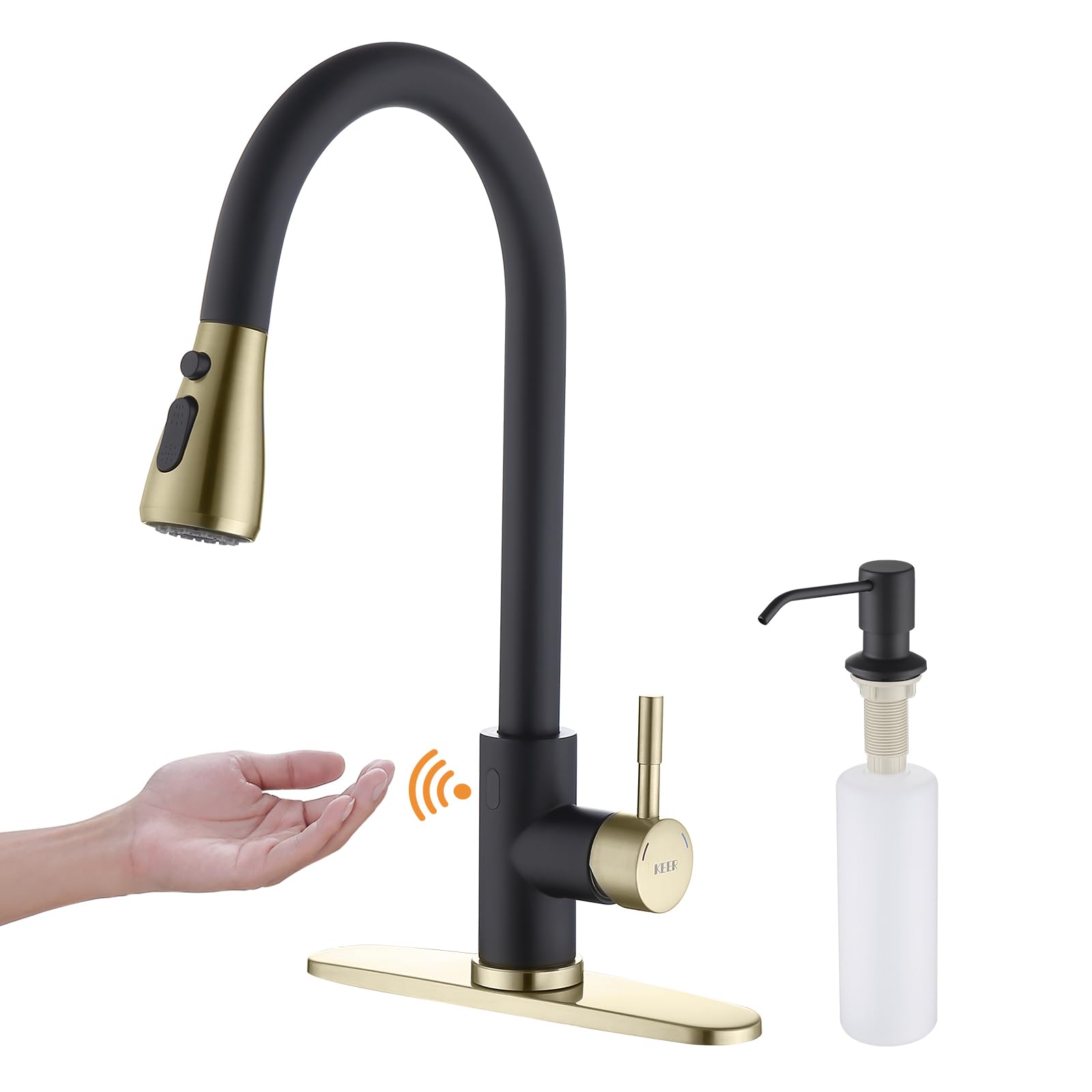 Touchless Kitchen Faucet with Pull Down Sprayer, Motion Sensor Kitchen Faucet with Kitchen Soap Dispenser, Single Handle High Ar