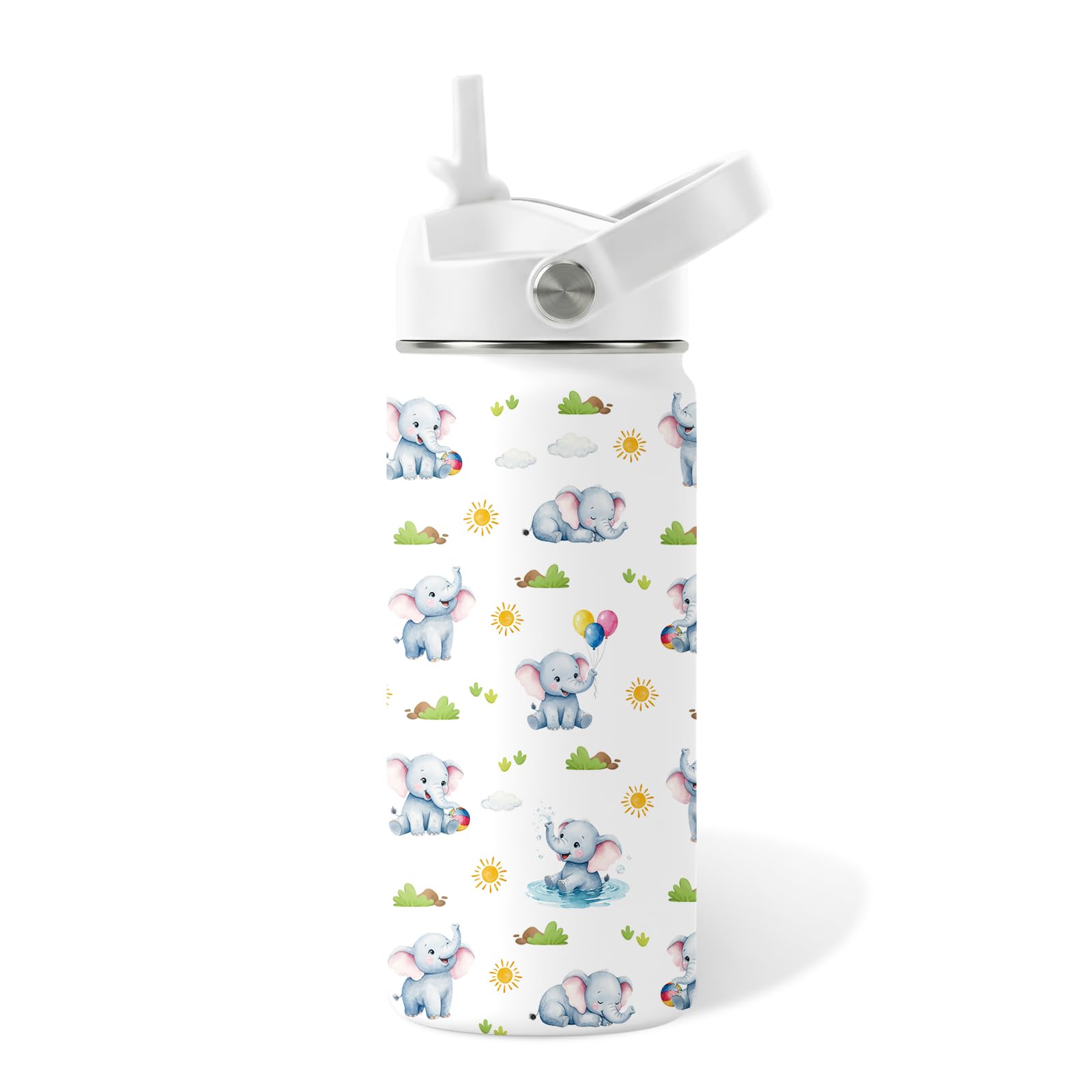 Animals Gifts for Boys Girls - 16oz Kids Water Bottle with Straw Lid, Stainless Steel Insulated Bottle, Leak Proof, BPA-Free, Ca