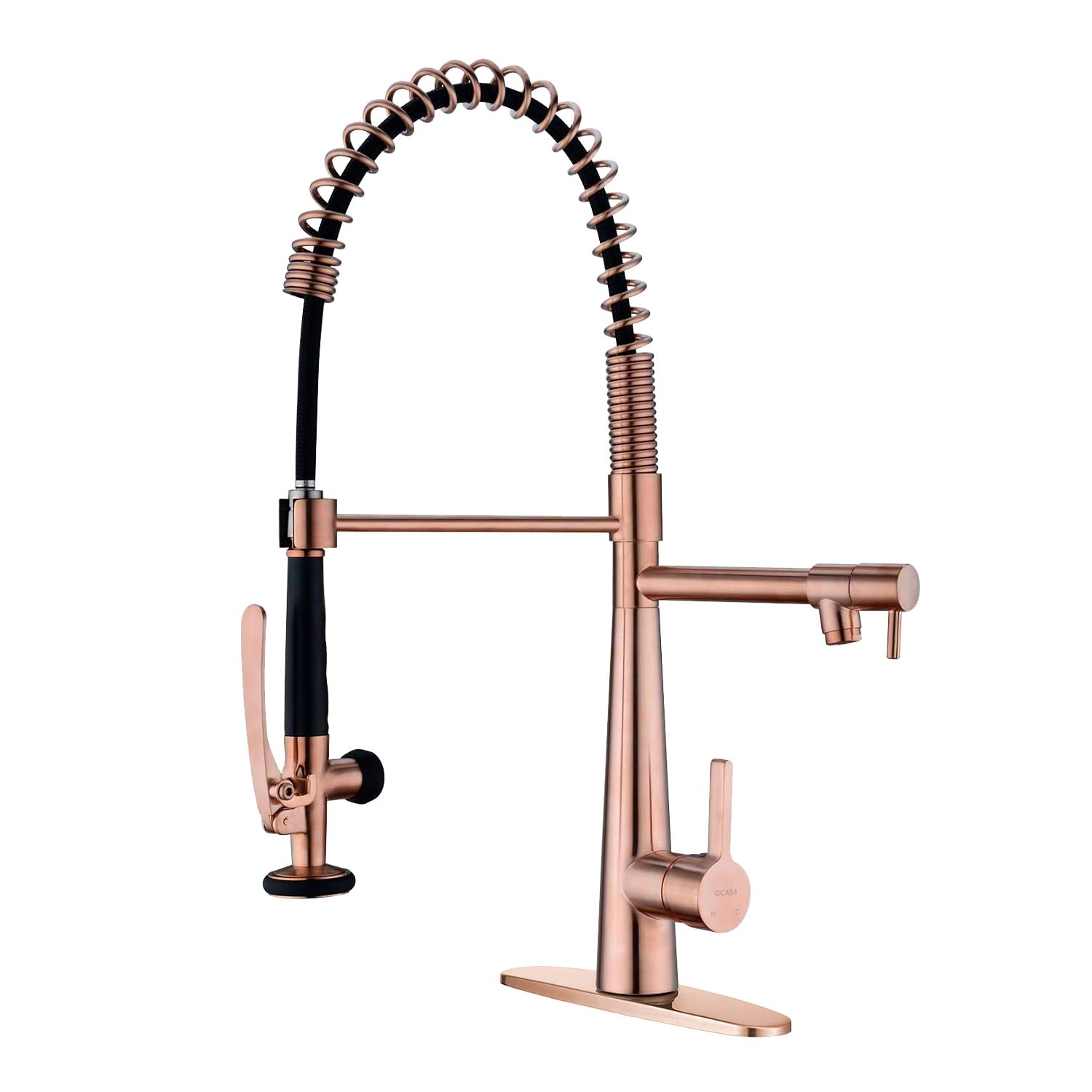 Kitchen Faucet, Solid Brass Red Copper Kitchen Faucet, Heavy Duty Spring Pre-Rinse Single Handle Kitchen Faucets with Pull Down 