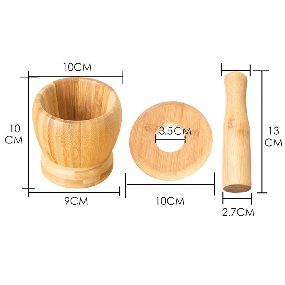 Bamboo Mortar And Pestle Set With Lid Spice Grinder Kitchen Cooking Tools For Herb Spice Mixing Grinding Bowl Kitchenware