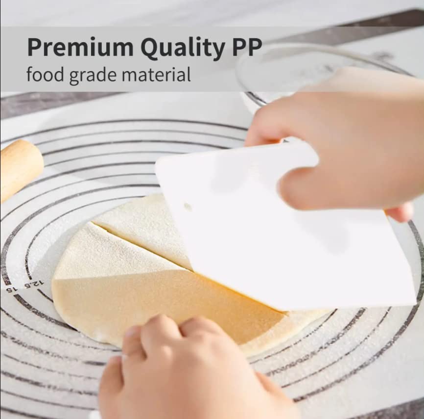 Bamutu Dough Scraper 2 Pcs Plastic Pastry Bread Scraper Dough Cutter Scraper Tool For Pizza Dessert Cake Baking Pastries Bread (