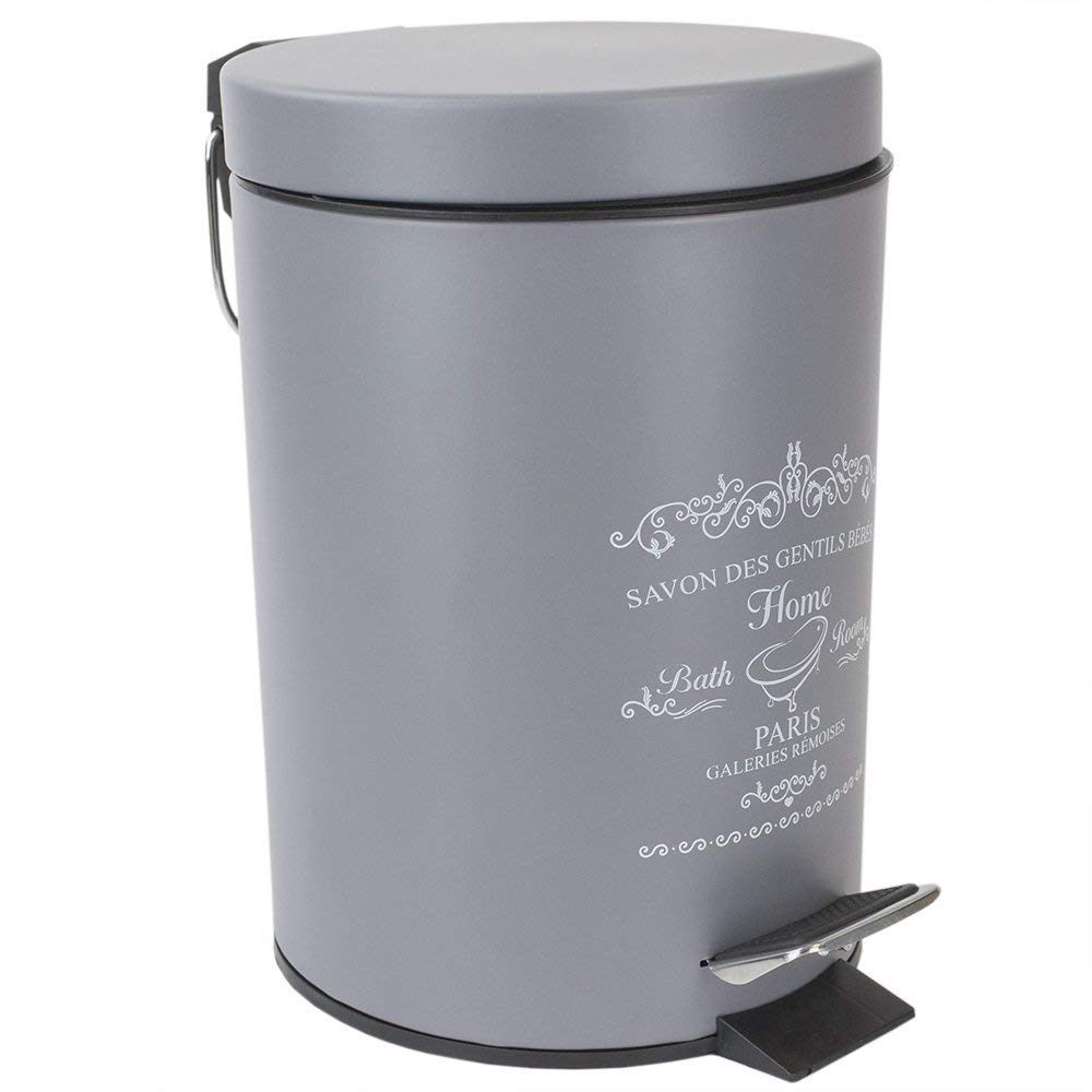 Home Basics Paris Collection Bathroom Accessories, Office, Bedroom, Decorative Waste Basket With Stylish Accent Decor To Complem