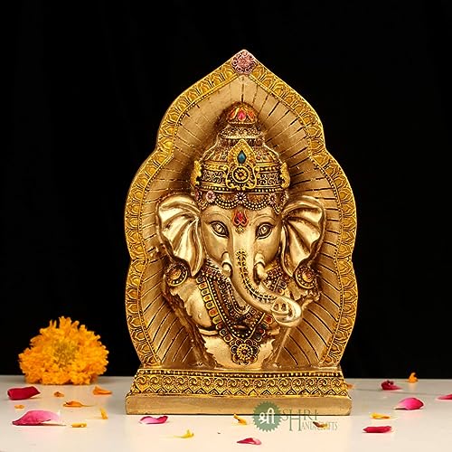 Indicast Resin 9 Ganesh Ji Copper Finish Hindu God Statue Ganpati Ganesh Idol Figurine Decoration And Pooja Gifting Purpose Scul