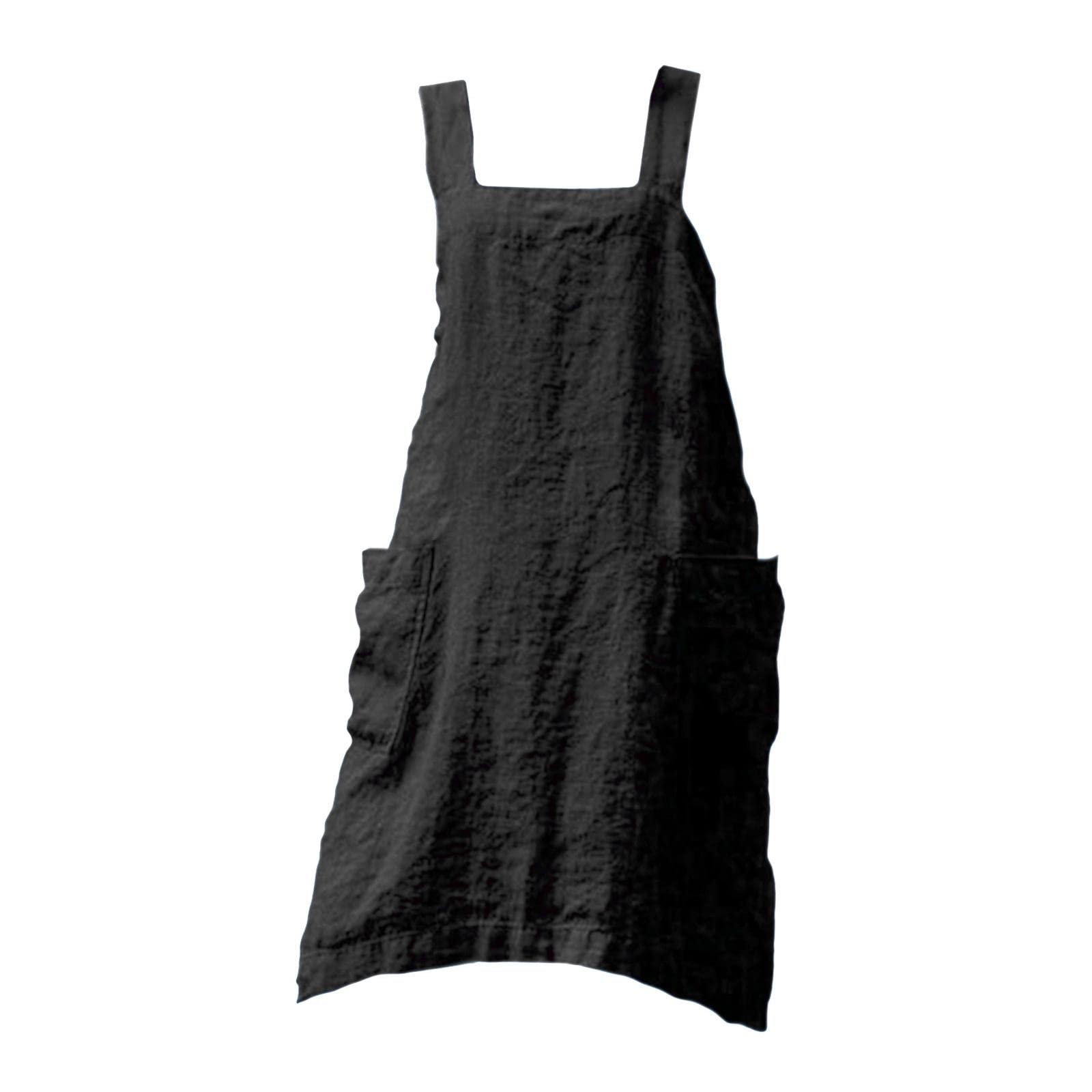 Loom Tree Cotton Linen Apron With Pocket Cross Back Chef Aprons For Women M Black Kitchen, Dining & Bar | Linens & Textiles | Ap