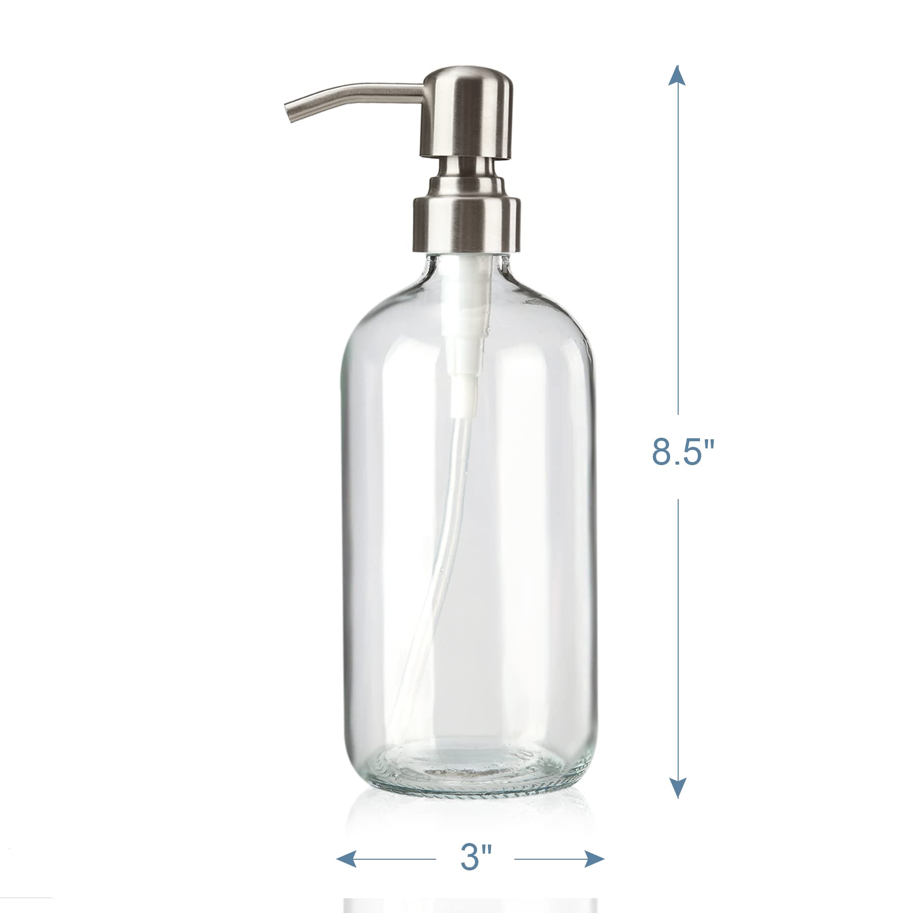 Amazerbath Amber Glass Soap Dispenser, 2 Pack Thick Amber Pint Jar Bottle With Black Pump Stainless Steel, 17 Oz Bathroom Hand S