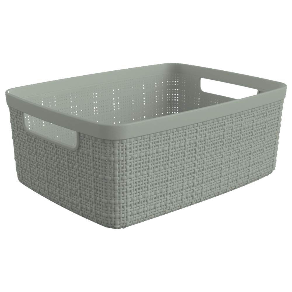 Curver Jute Large Decorative Plastic Organization And Storage Baskets, Perfect Bins For Home Office, Closet Shelves, Kitchen Pan