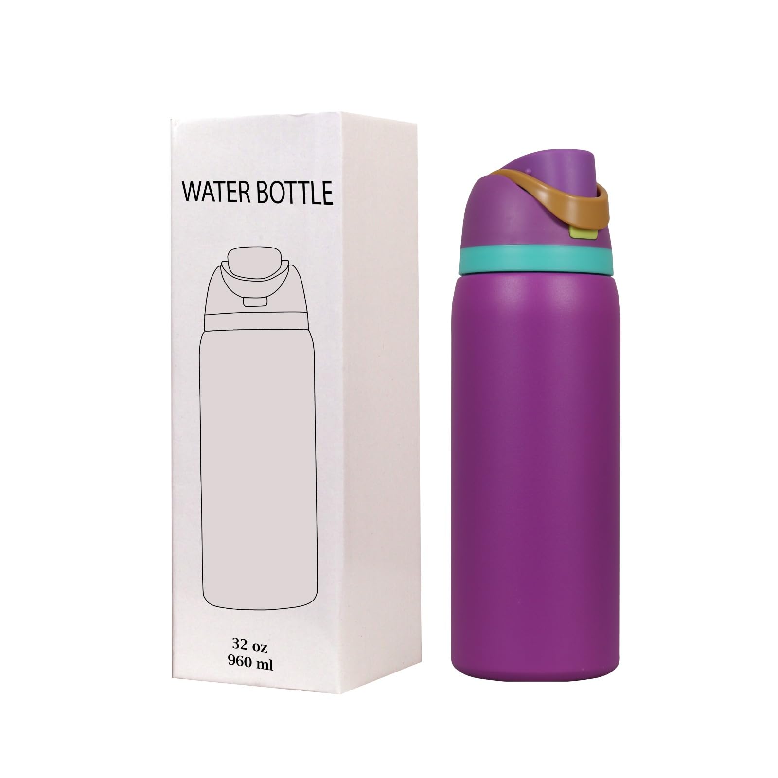 Stainless Steel Water Bottle 32 Oz With Flip Lid And Carry Loop (Valvet  Purple, 960 Ml)
