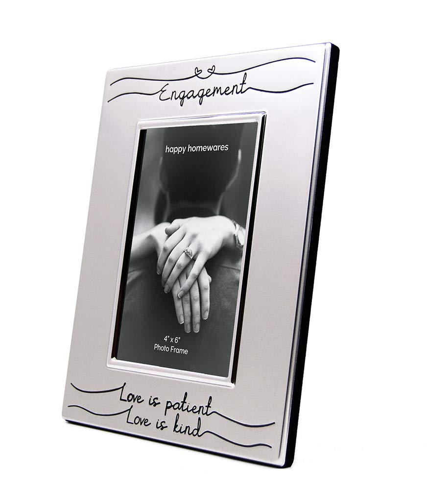 Haysom Interiors Beautiful Two Tone Silver Plated Engagement 4 x 6 Picture Frame with Black Velvet | Unique and Thoughtful Gift
