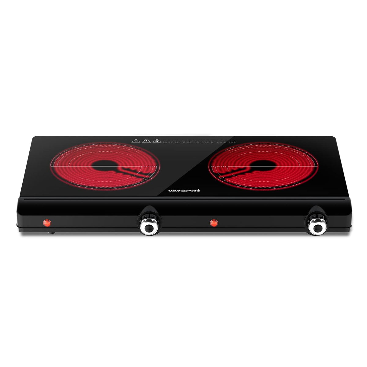 Electric Hot Plate For Cooking, Infrared Double Burner,1800W Portable Electric Stove,Heat-Up In Seconds,Countertop Cooktop For D