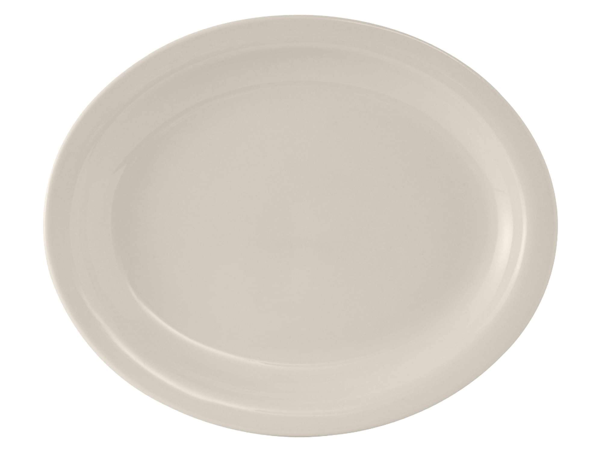 Tuxton China TNR-914 Platter, 13-3/4 x 11-1/4, Oval, Narrow Rim, Microwave and Dishwasher Safe, Oven Proof, Fully Vitrified, Cer