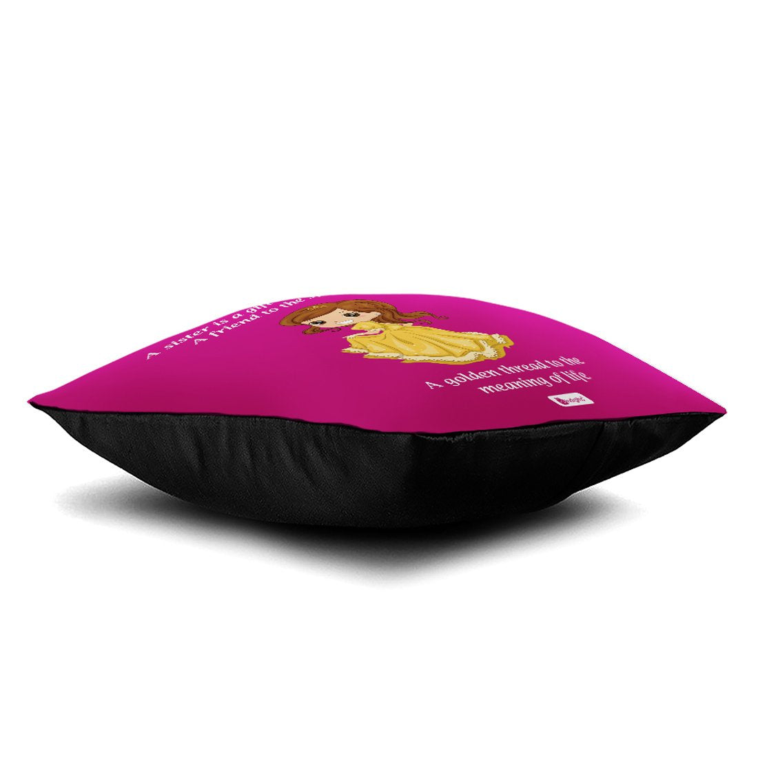 Indigifts Rakhi Gift for Sister My Golden Thread of Life Quote Coffee Mug 330 ml & Cushion Cover 12x12 inch with Filler - Raksha