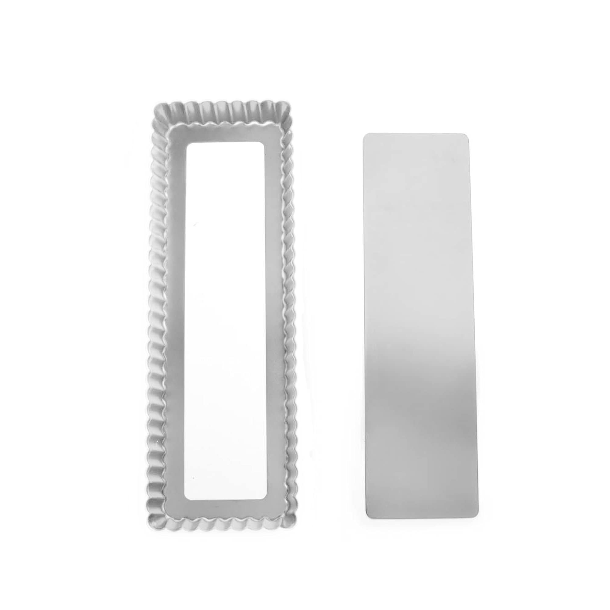 Fox Run 44531 Rectangular Tart Pan, 14.1 X 4.7 X 1 Inch, Silver Stainless Steel With Removable Bottom, Large
