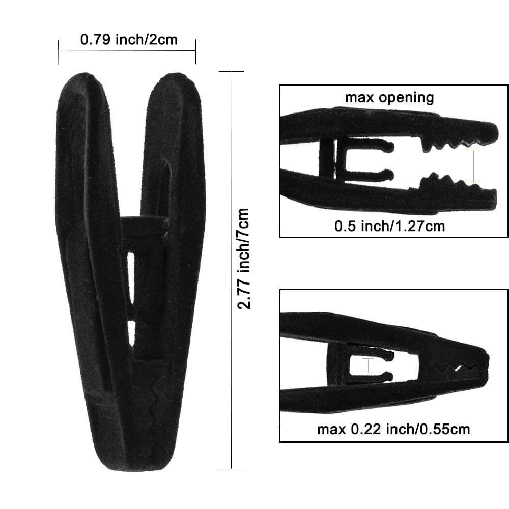 Hanger Clips For Velvet Hangers, 40 Pack Velvet Hangers Clips, Strong Hanger Clips Perfect For Pants Hangers (Black)