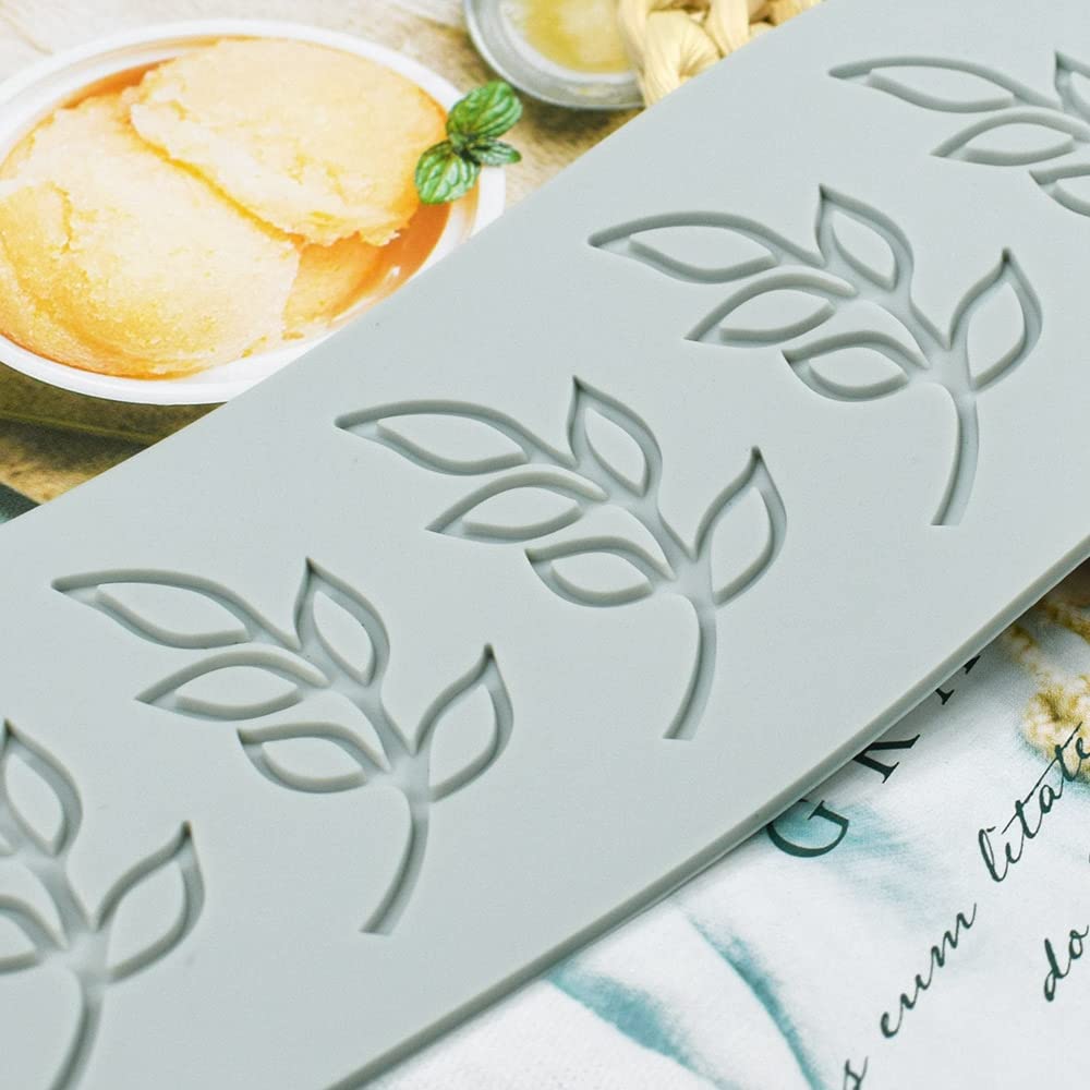 Fondant Silicone Moulds Tropical Leaves Silicone Imprint Mat Gum Paste Press Mold For Cake Chocolate Cupcake Decorating Cake Top