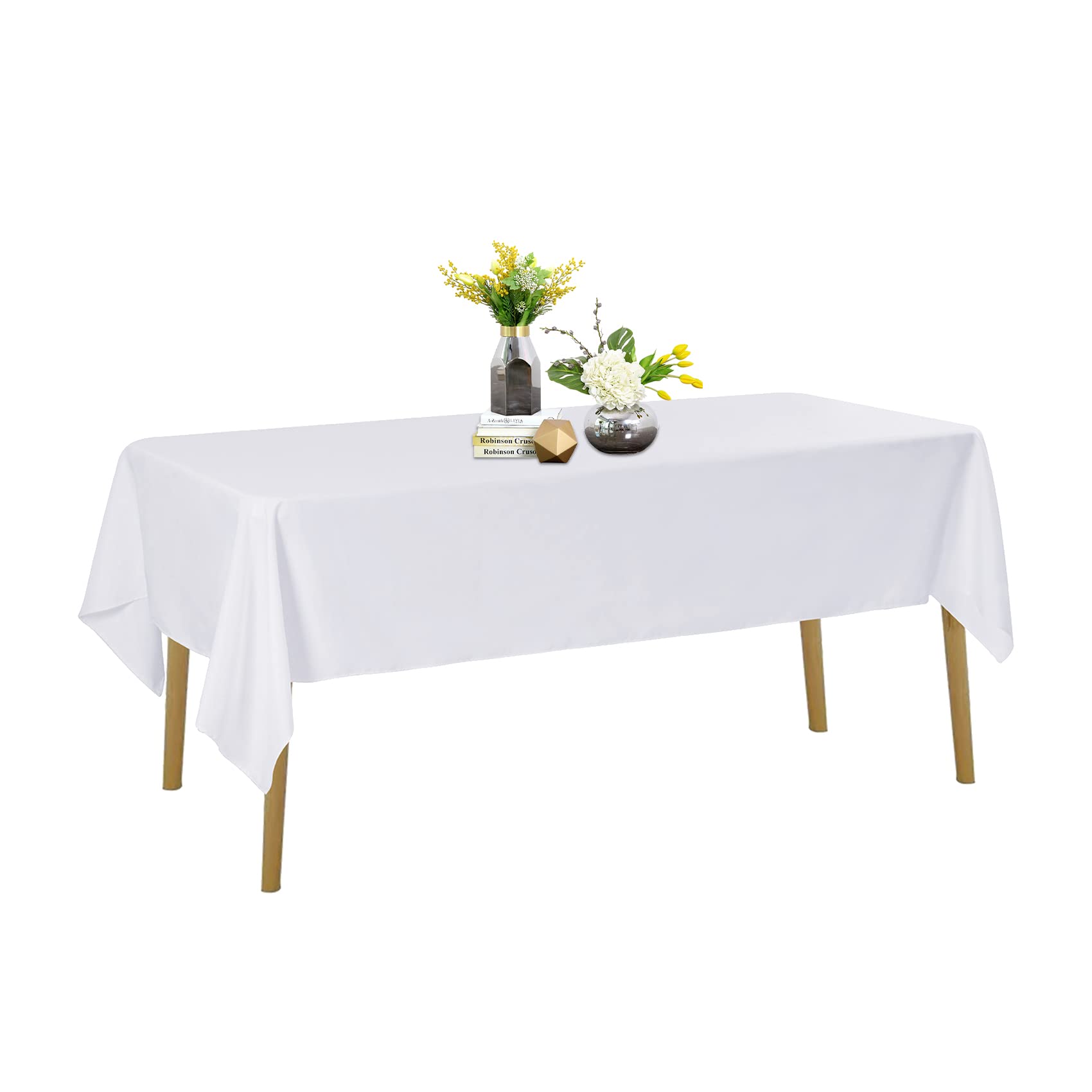 Rectangle Tablecloth - 60X102 White Tablecloth - Stain And Wrinkle Resistant Washable Polyester Table Cloth, Decorative Fabric T