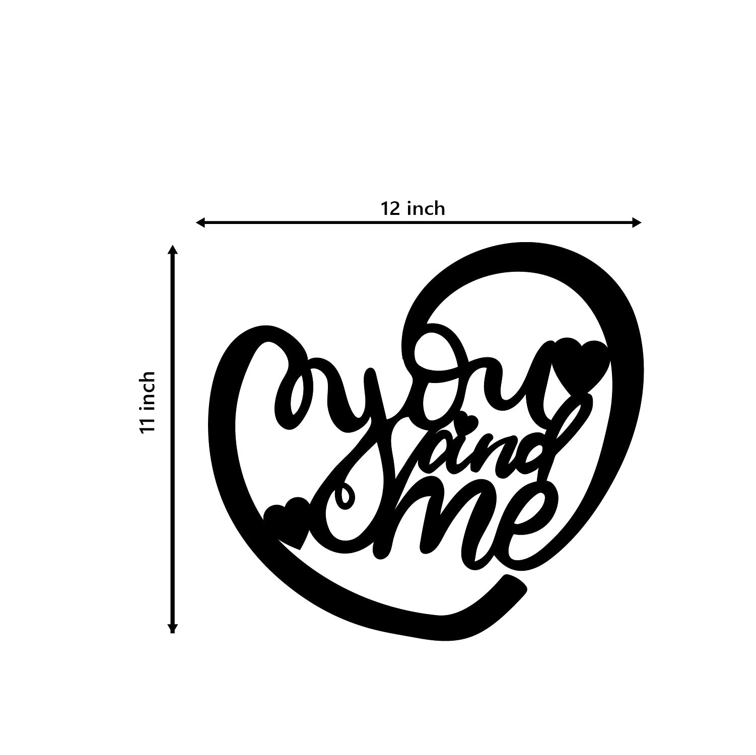 Ecraftindia Heart Shaped You And Me Love Quote Black Engineered Wood Cutout Wall Art Decor - Ideal Gift For Anniversary Or Weddi