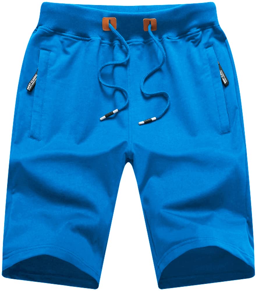 Qpngrp Mens Casual Stretch Shorts Zipper Pockets Elastic Waist Lakeblue 42