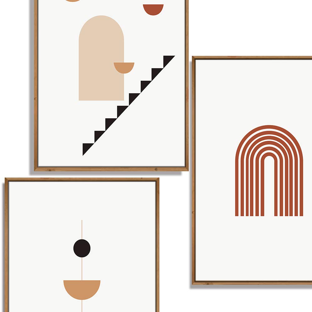 Idea4Wall Framed Wall Art Print Set Mid-Century Negative Space Polygon Variety Abstract Patterns Digital Art Pop Art Bohemian Co