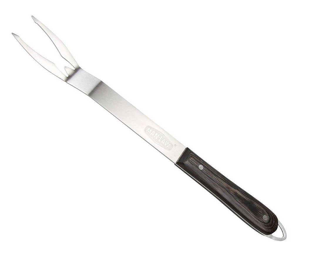 Man Law Bbq Products Man-H1A-F H1A Series Open Stock Fork, One Size, Stainless Steel And Wood