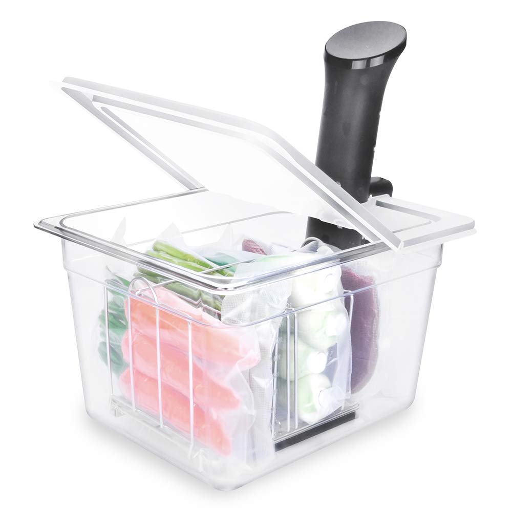 Everie Sous Vide Container 12 Qt With Collapsible Hinged Lid And Rack, Compatible With Anova Nano And An500-Us00 And Instant Pot
