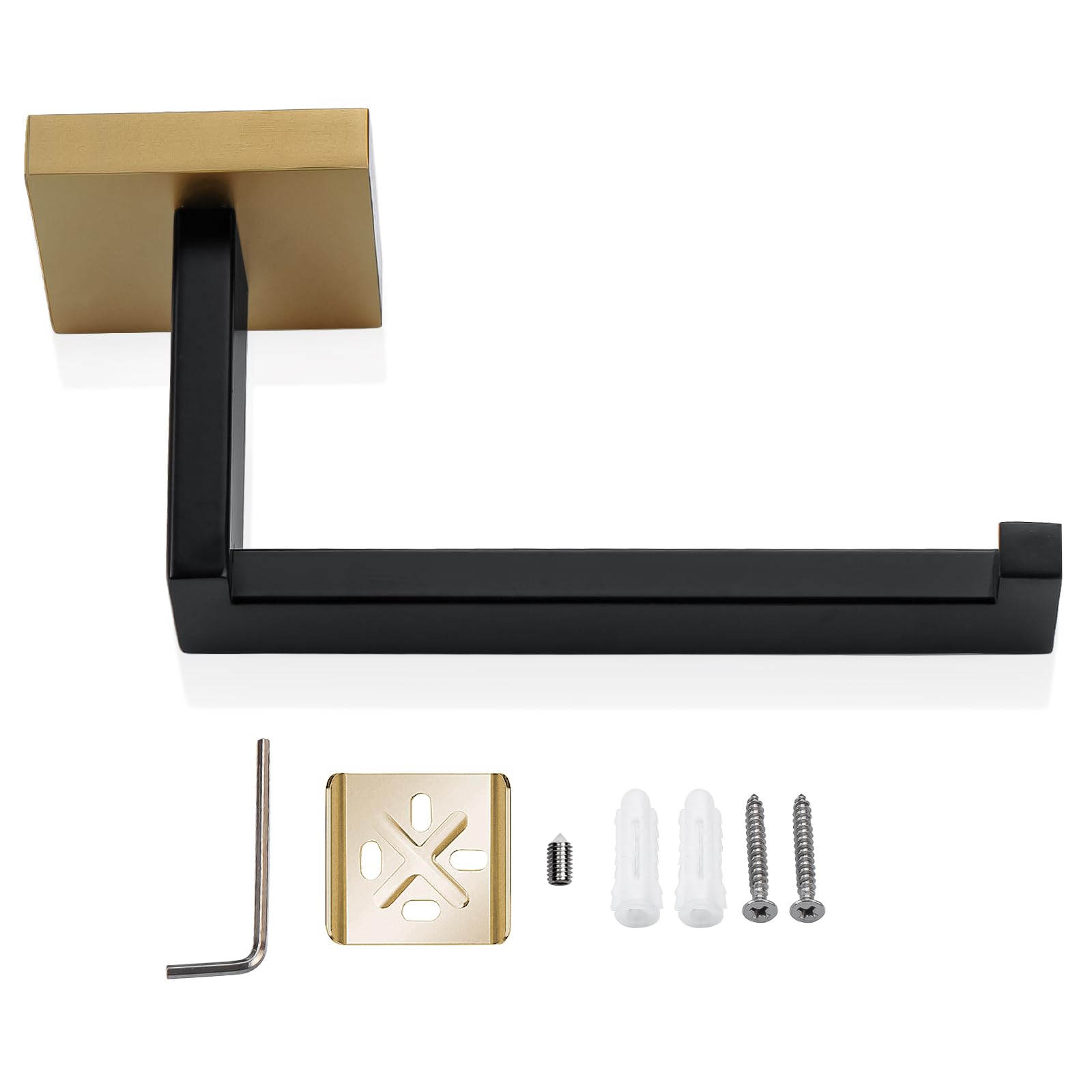 Turs 3-Piece Bathroom Hardware Set Black And Gold Hand Towel Holder Toilet Paper Holder Towel Hook Stainless Steel Towel Bar Set