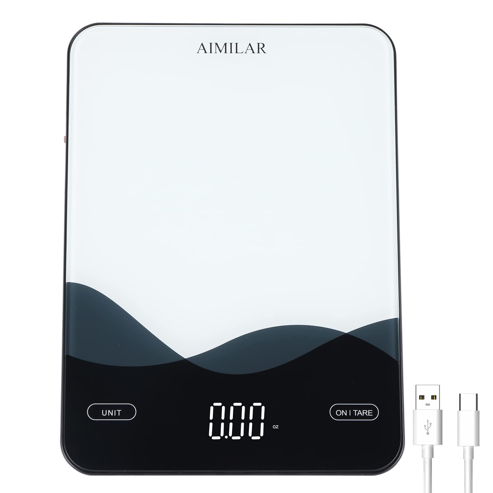 AIMILAR Food Scale, Chargeable LED Display 22lb with USB C Rechargeable Digital Kitchen Food Weight Scale for Baking and Cooking
