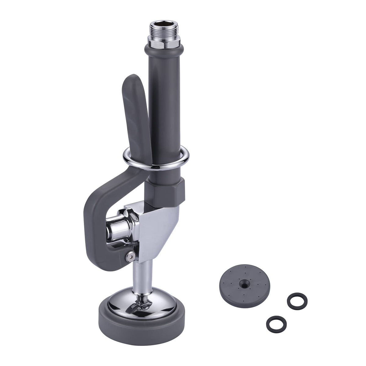 Iviga Pre Rinse Sprayer With Gray Handle Rubber Nozzles, 1.42 Gpm High Pressure Pull Down Spray Head, 7/8-20Unef Connector Handh