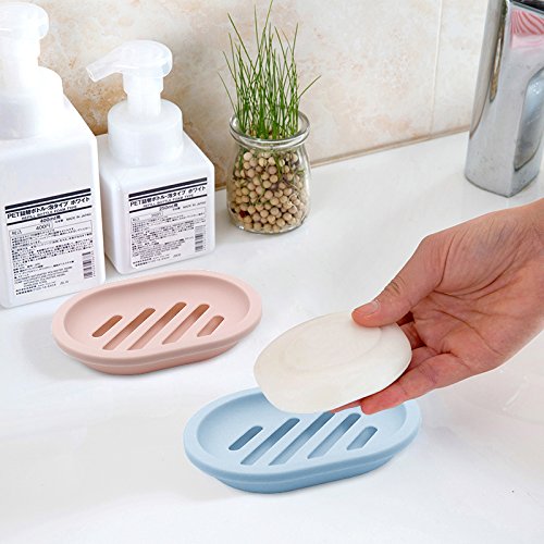 Topsky 2-Pack Soap Dish With Drain, Soap Holder, Soap Saver, Easy Cleaning, Dry, Stop Mushy Soap (Blue)