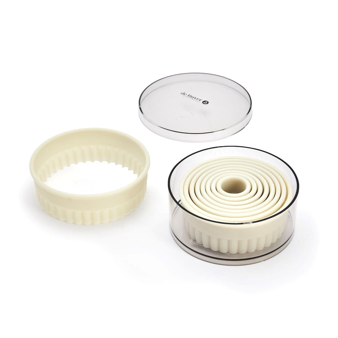 De Buyer Round Fluted Cutters - 9-Piece Set - Creates Clean, Defined Cuts, Scallops & Flutes - Dishwasher Safe