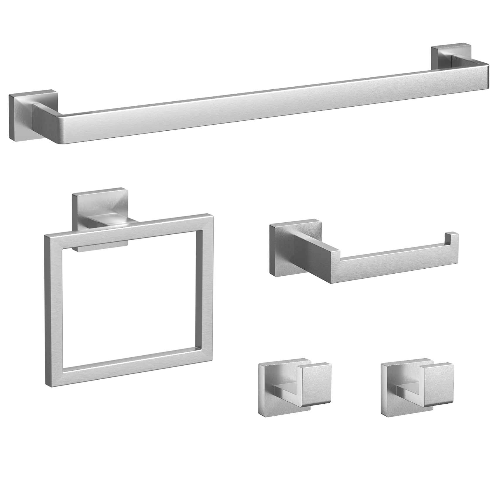 5-Pieces Brushed Nickel Bathroom Accessories Set, 23.6 Inch Bath Towel Bar Set, Stainless Steel Bathroom Hardware Set, Towel Rac